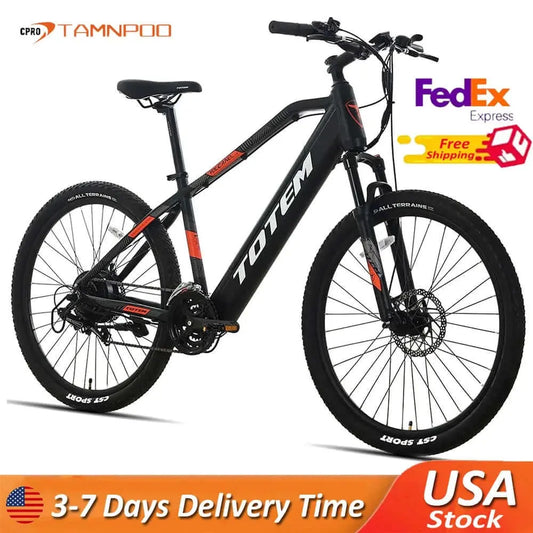 Totem Volcano Electric Bike Adults 500W Motor Ebike 48V 11.6Ah Removable Battery 21-Speed Suspension Fork 27.5” Electric Bicycle
