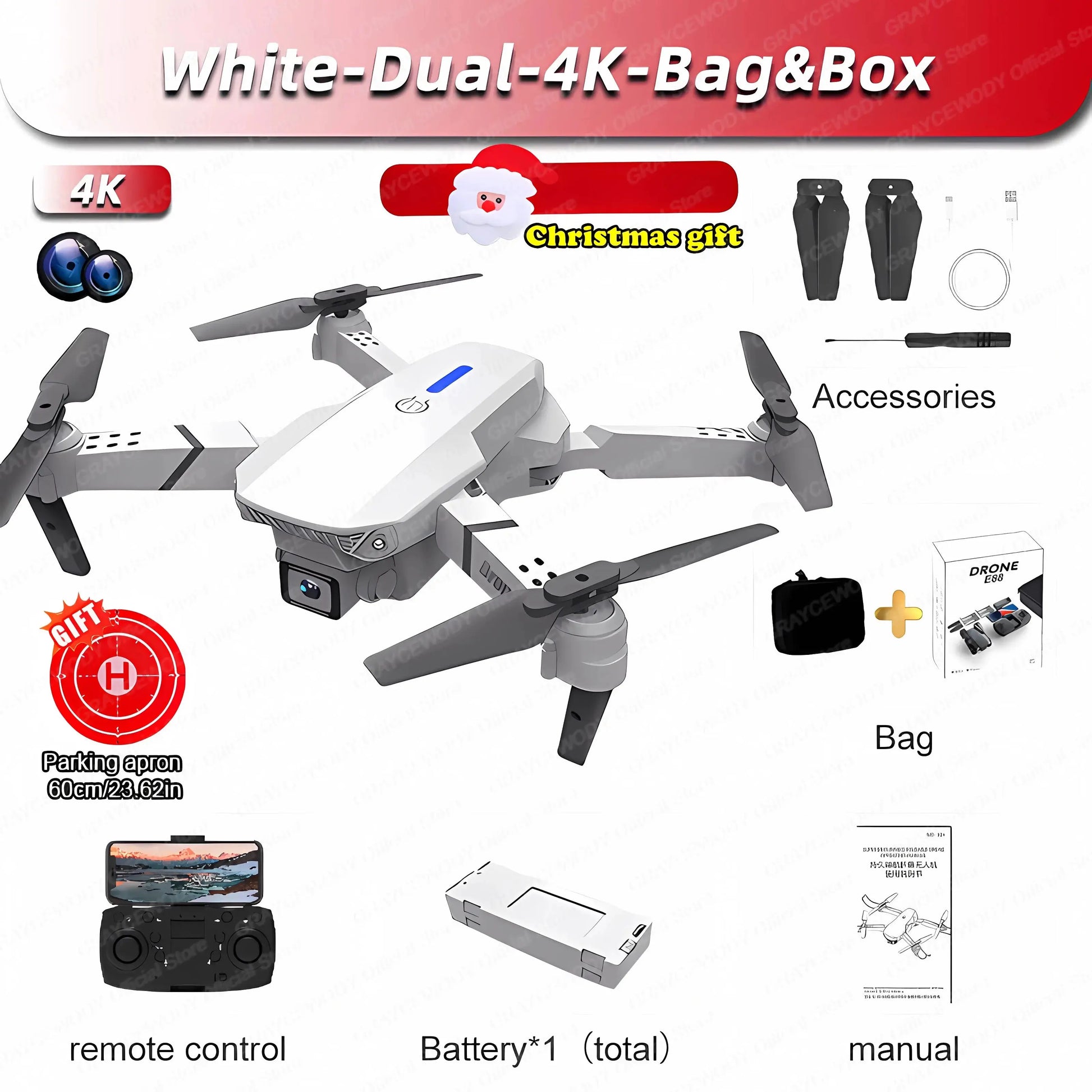 New RC 4K Professional Drone With 1080P Wide Angle Dual  Camera GRAYCEWODY Official Store