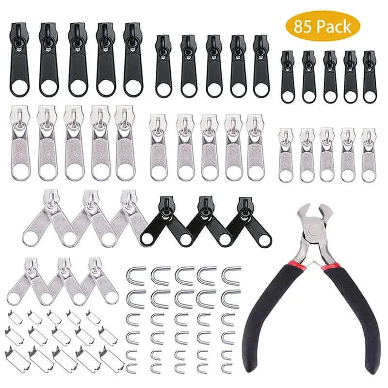 197/84/8pcs Zipper Repair Kit Zipper Replacement Puller For Clothing Tent Install Pliers Tool Stop Extension Luggage Clothing