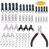 197/84/8pcs Zipper Repair Kit Zipper Replacement Puller For Clothing Tent Install Pliers Tool Stop Extension Luggage Clothing