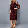 Elegant Sequin Plus Size 4XL 5XL Women Midi Dress