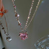 Crystal Heart Necklace for Women Girls New Trend