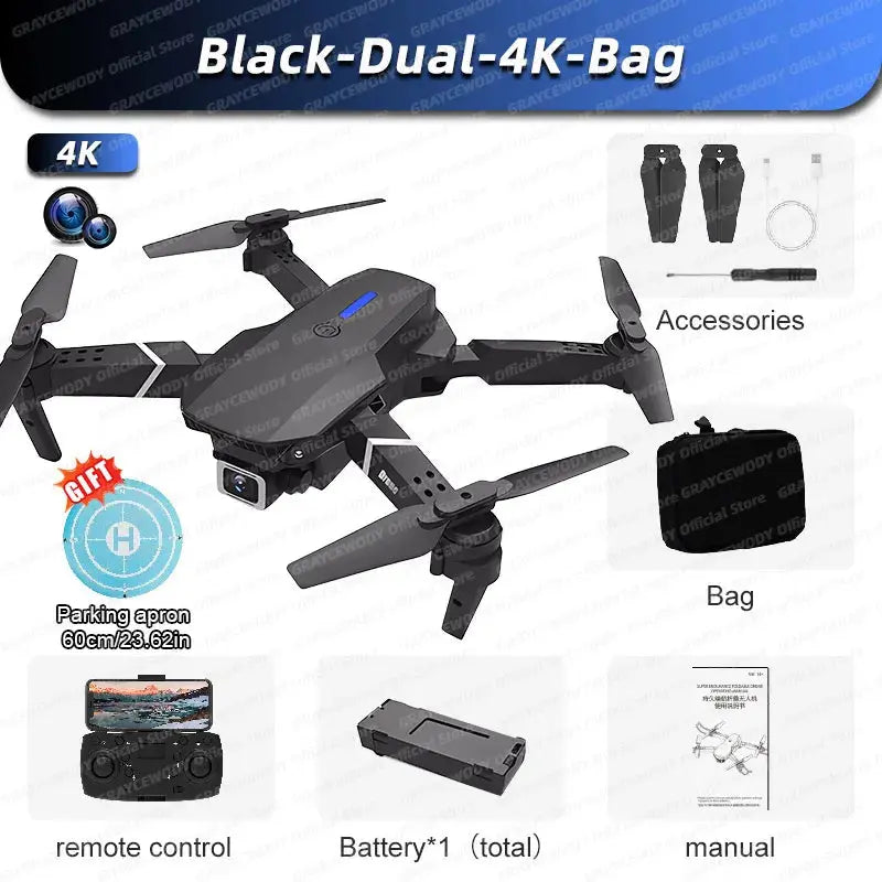 New RC 4K Professional Drone With 1080P Wide Angle Dual  Camera GRAYCEWODY Official Store