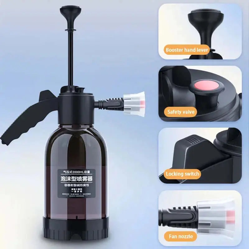 SEAMETAL 2L Hand Pump Foam Sprayer High Pressure Car Wash Spray Bottle