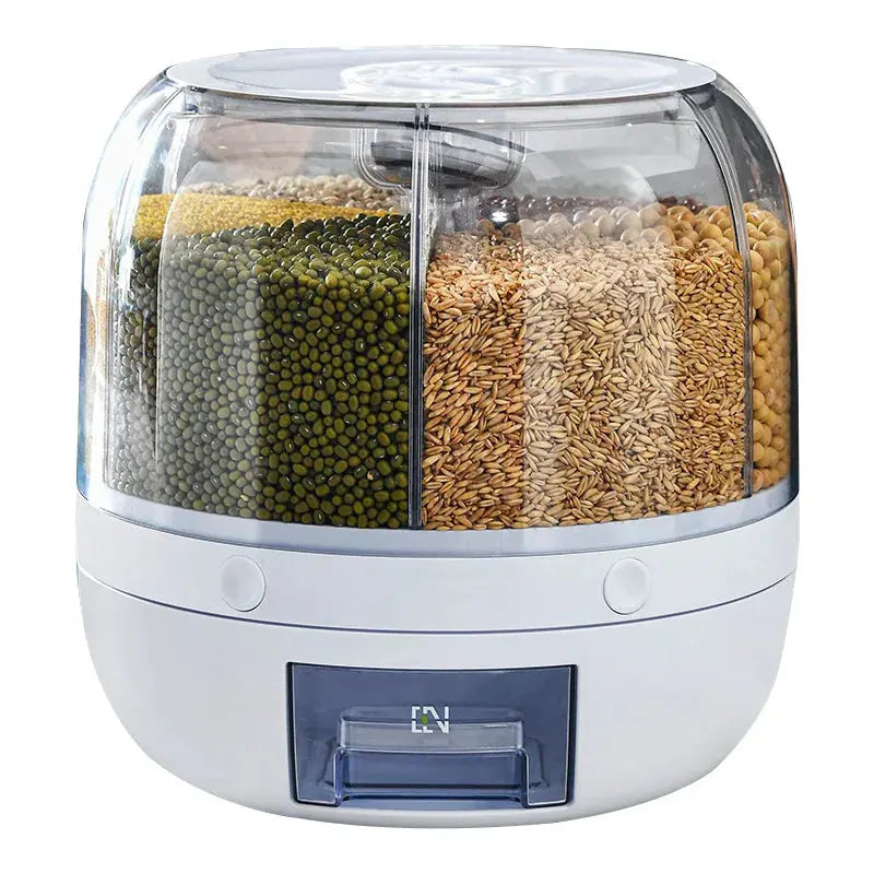 eco-friendly 360 Degree Rotating Rice Dispenser Sealed Dry Cereal Grain Bucket Dispenser Moisture-proof Kitchen Food Container Storage Box