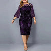 Elegant Sequin Plus Size 4XL 5XL Women Midi Dress