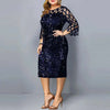 Elegant Sequin Plus Size 4XL 5XL Women Midi Dress