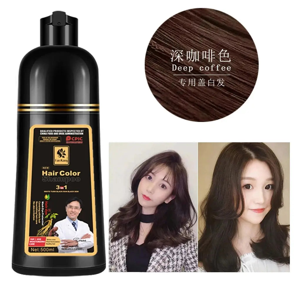 Instant Coloring Shampoo 3 In 1 Natural Black Color for Men Women Hair Dye Herbal Brown Hair Dye Hair Dye Shampoo Appliances Factory Store