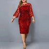 Elegant Sequin Plus Size 4XL 5XL Women Midi Dress