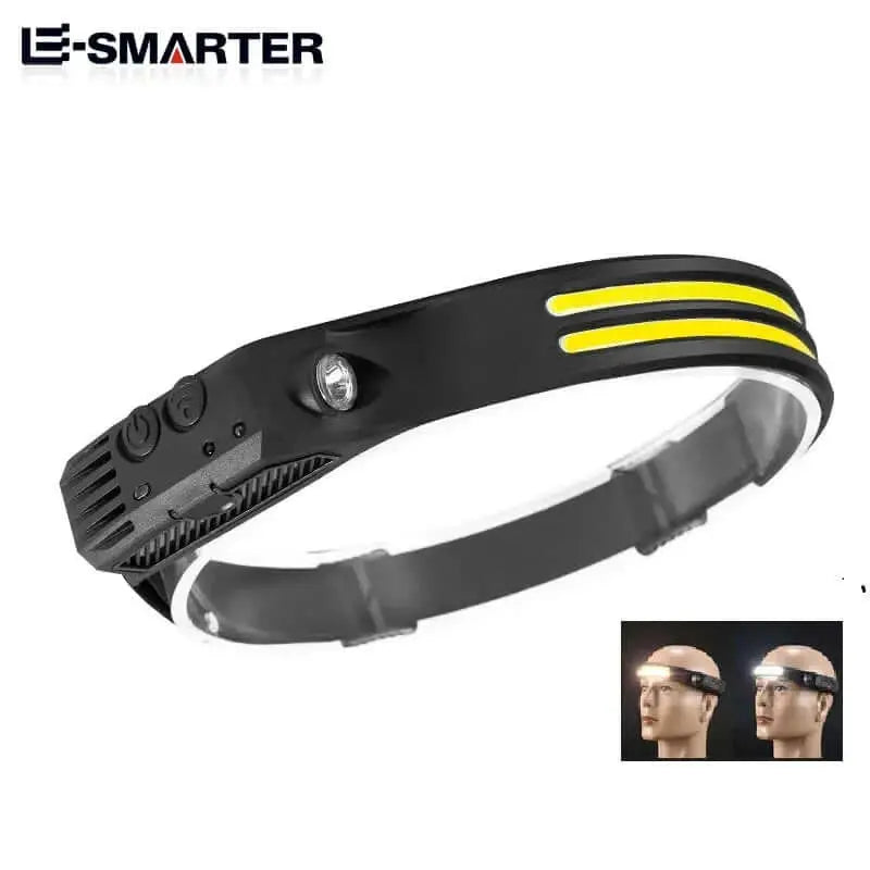 Eco=friendly Induction Headlamp COB LED Sensor Head Lamp Built-in Battery Flashlight USB Rechargeable Head Torch 5 Lighting Modes Headlight