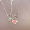 Crystal Heart Necklace for Women Girls New Trend