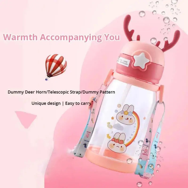1pc 600ml Kids Water Sippy Cup Antler Creative Cartoon Baby Cups