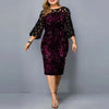 Elegant Sequin Plus Size 4XL 5XL Women Midi Dress