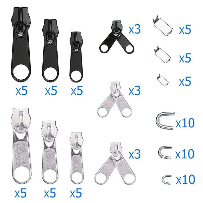 197/84/8pcs Zipper Repair Kit Zipper Replacement Puller For Clothing Tent Install Pliers Tool Stop Extension Luggage Clothing