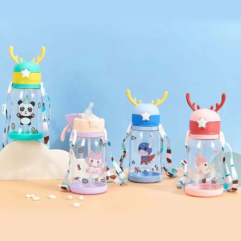 1pc 600ml Kids Water Sippy Cup Antler Creative Cartoon Baby Cups